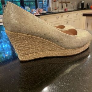 J Crew Seville Espadrilles Metallic Canvas Size 9